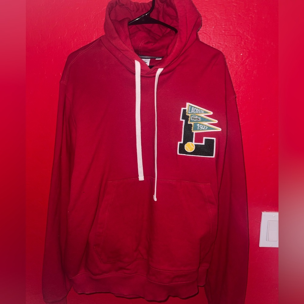 Lacoste Bold Red Hoodie with Emblem FR7/US XXL